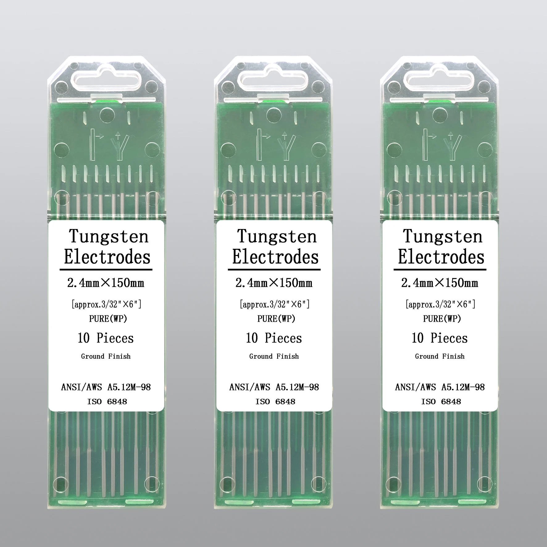 
WP 1.6mmx150mm green pure Tungsten electrodes welding rod electrodes for TIG welding 