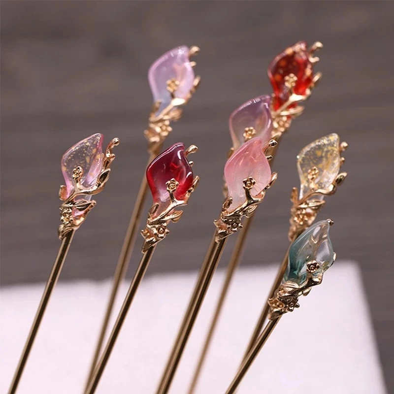 Vintage Chinese Style Hanfu Stick Women Metal Glaze Hair Fork Hair Chopsticks Hairpin Woman Jewelry Hair Clip Accessories