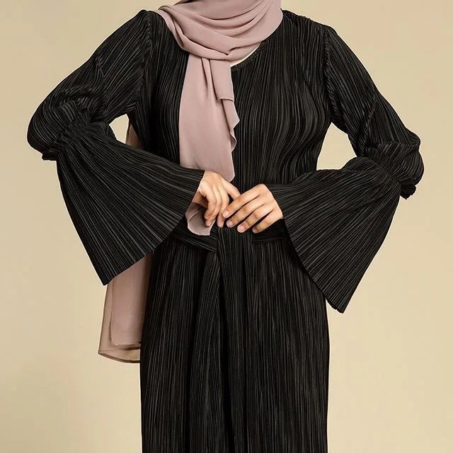 2022 latest abaya turkish wholesale pleated design 5 colors long dresses muslim robe dress