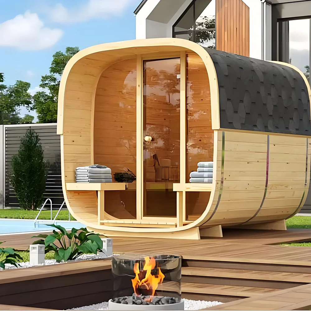 2024 Wholesale Price Cube Sauna Outdoor Sauna Room Cedar Wood Steam With Electric Sauna Heater