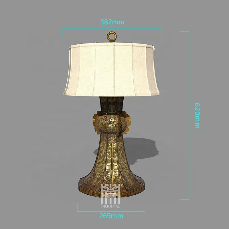 
Porcelain Decorative Lighted Table Lamp Bedside Brass Chinese Customized Energy Saving BRONZE Residential Project Installation 