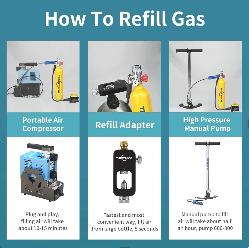 High Quality Thaistone M05A Portable 1.0L Aluminium Air Cylinder Diving Equipment for Underwater Sports