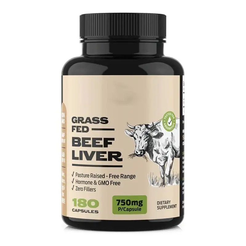 OEM Private Label Grass Fed Beef Liver Capsules With Iron, Vitamin A, B12 for Energy Grassfed Desiccated Beef Liver Supplements
