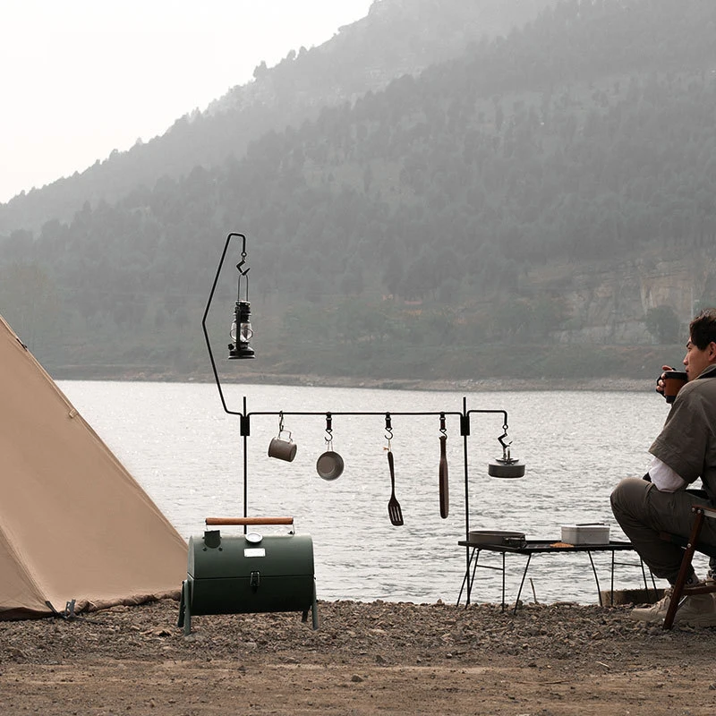 Iron Metal Outdoor Camping Rack Multi Function Lamp Stand Lantern Stand  Pot Holder