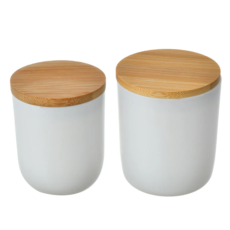 200 300ml 7 oz. 10 oz. zinc alloy round lid Frosted white scented wax glass candle jar