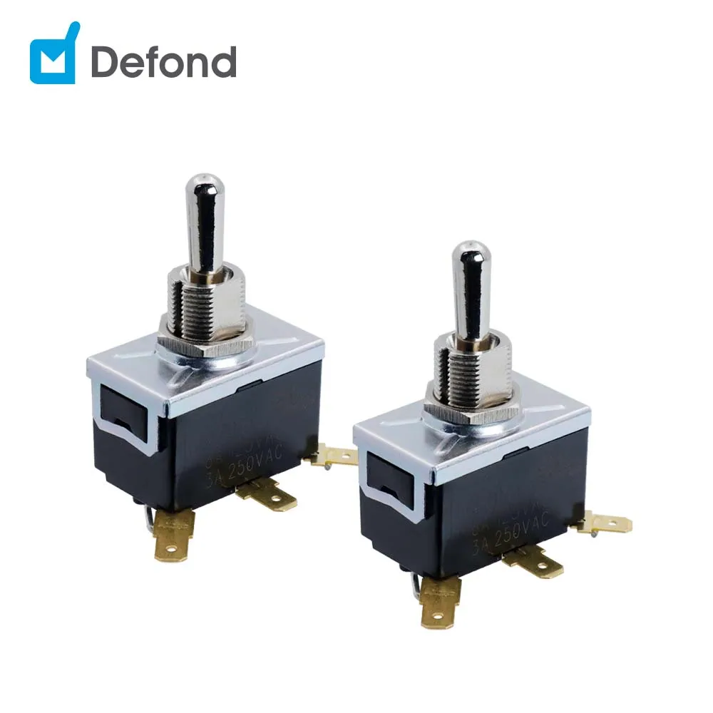Defond toggle switches 6a 125vac 3a 250vac DTW-1206-YR-04R SPDT ON OFF toggle switch 3 PIN