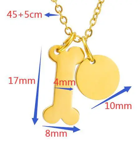 Fashion Stainless Steel Dog Bone  Necklace Custom Engraved Pendant