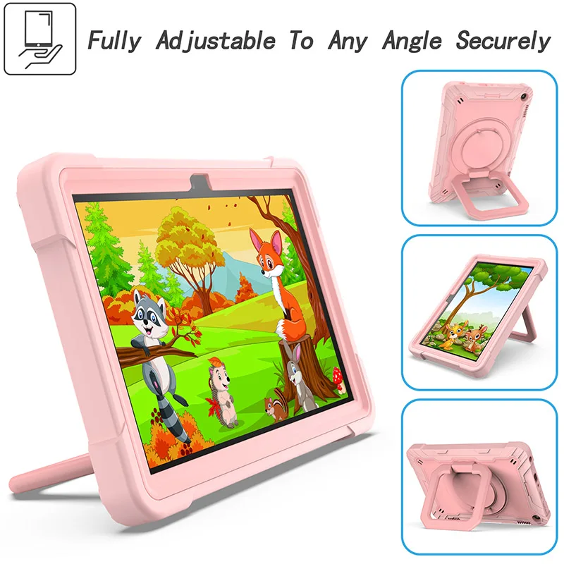 Новый стильный детский разноцветный защитный чехол для планшета Amazon Kindle Fire HD 8/8 Plus 2020 ударопрочный с вращающейся на 360 градусов ручкой и подставкой