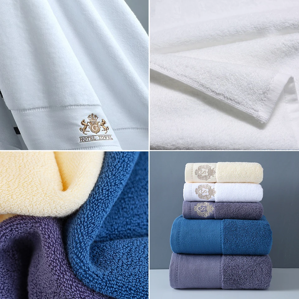 Factory Direct Sale Luxury thick cotton 600gsm Striped Pattern jacquard microfiber Bath Towel Set with OEM Logo  Hotel  towel