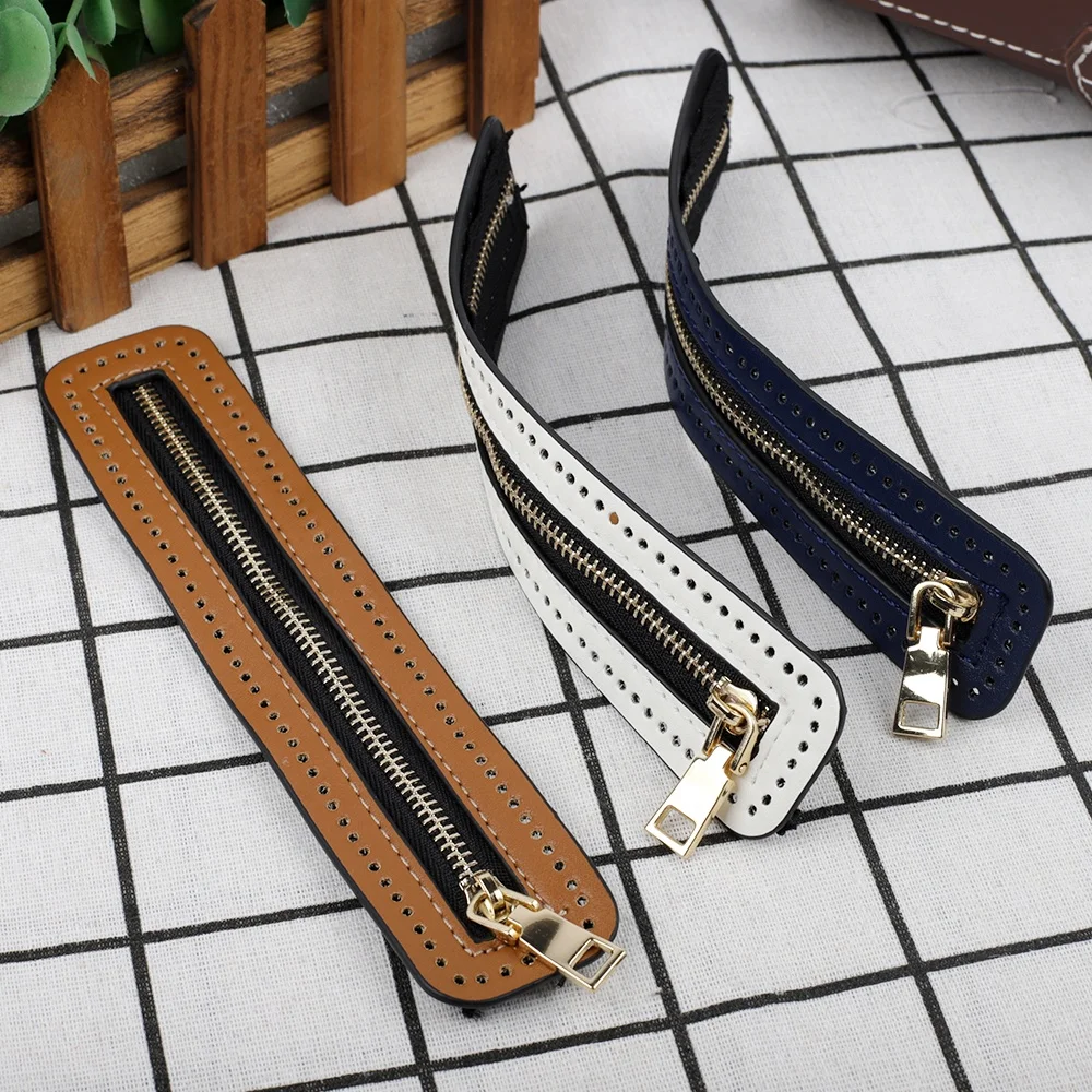 Hot selling Bag Accessories PU Leather Zipper Woven Bag Zipper Strip