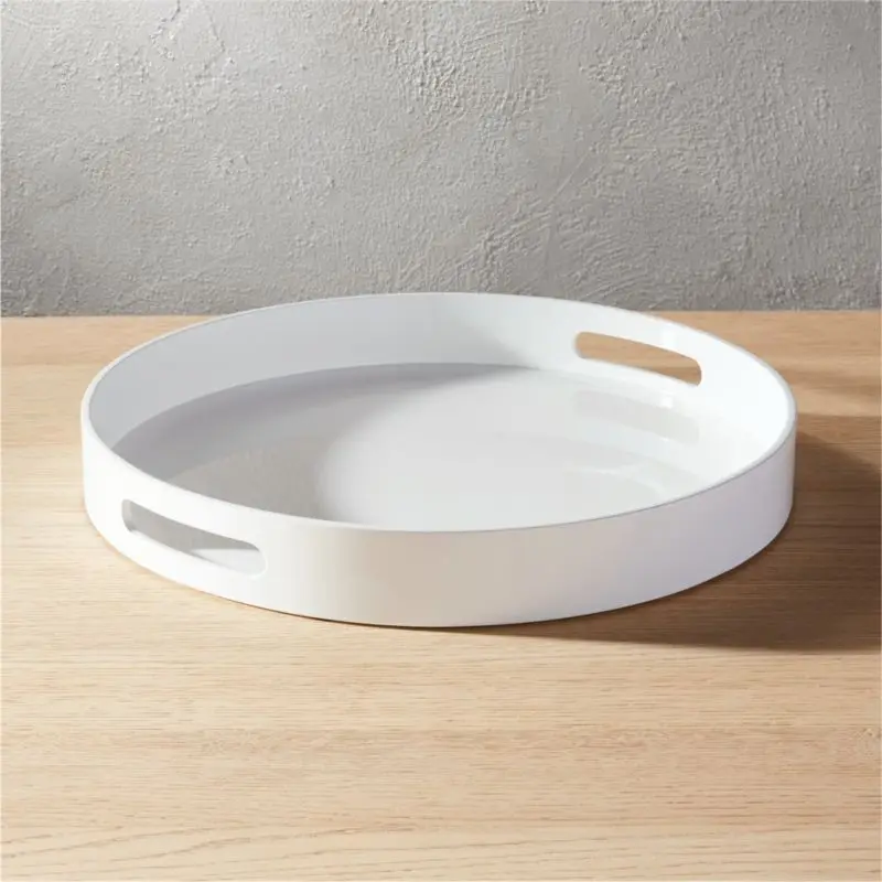 
OEM Service Creative Healthy High Quality Melamine Decorative Serving Round Tray with Handles 