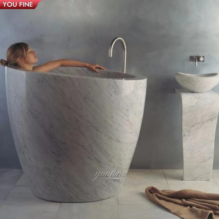 Hot Sale Round freestanding Marble Bathtub Free Standing Natural Stone Bath Tubs Grey Massive