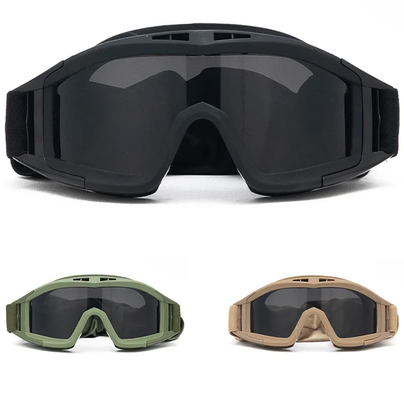 Tactical glasses CS shooting goggles  fans explosion-proof anti impact goggles 3 lens set motorcycle goggles