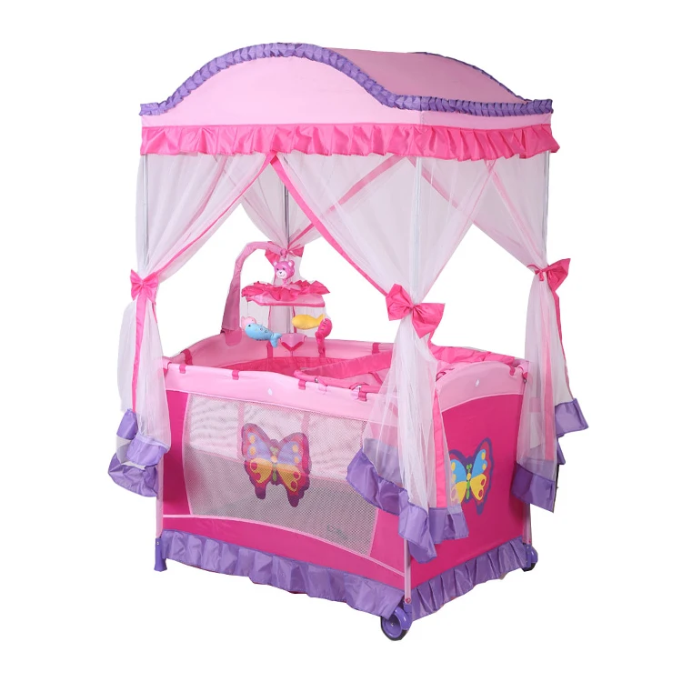 Iron Child Bed multifunctional portable Baby Crib foldable 4 in 1 For Bed with Mosquito Net