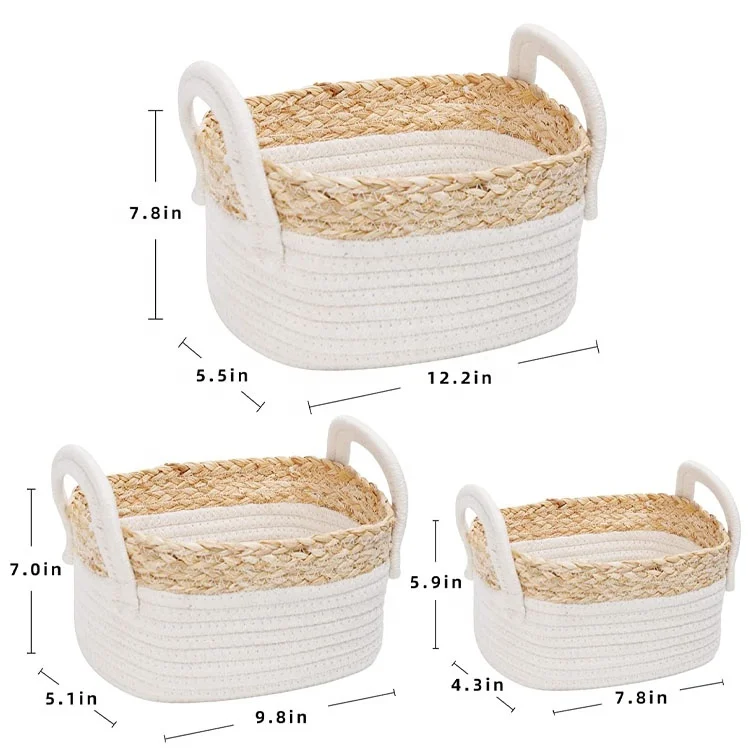 Home Wholesale Customized Decorative Cotton Rope Woven Baby Nursery Baskets for Clothes