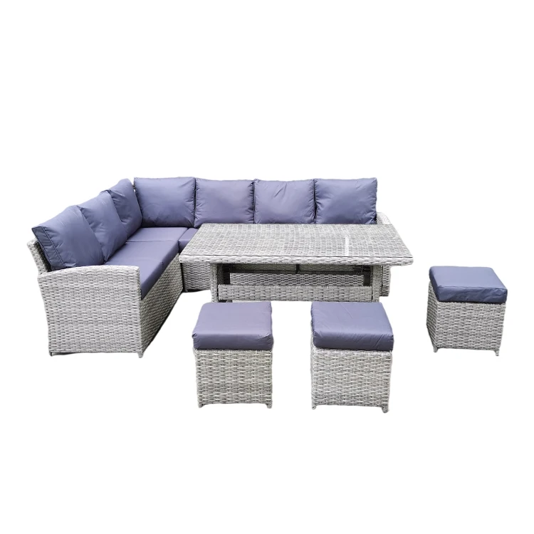 Factory price Natural synthetic nine seat sofa garden sets outdoor rattan
