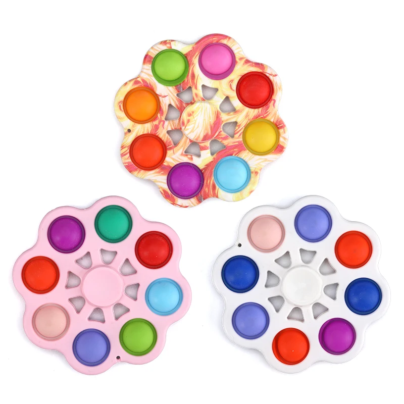 Silicone Relieve Stress Anxiety Bubble Finger Spinner 3D Animated Fidget Sensory Simple Fidget Dimple Toy