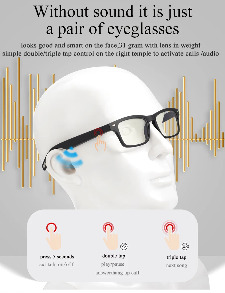 YTSWGKY01 Smart Audio Glasses ideal optics frames  Anti-Blue Light Lens Open Ear Speaker with Bluetooth