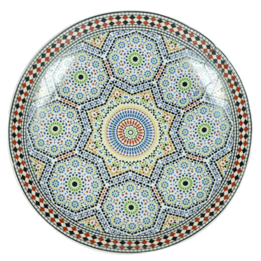Moroccan Porcelain Dish Decorated Moroccan Pattern Multicolored Mosaic Motif Plate Moroccan Traditional Colorful Dishes Plates