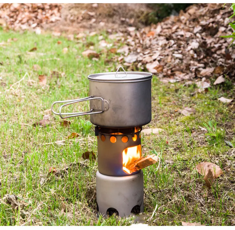 Wholesale Portable Outdoor Biomass Burning Pellet Camping Backpacking Titanium Wood Stove