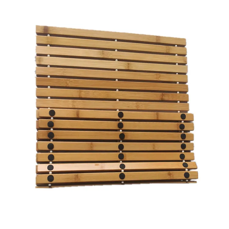 Eco-friendly Natural Bamboo bathroom floor mat collapsible non-slip bath mat wooden bath mat
