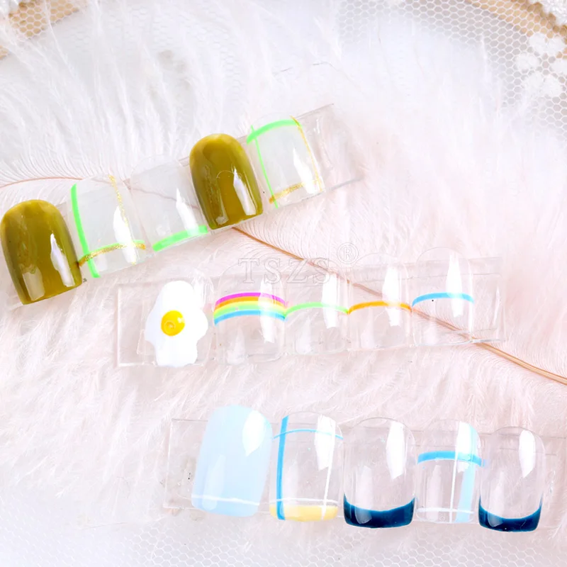 TSZS New Design Wholesale Nail Art Decoration 3D Decal Stickers Fluorescence Effect Self-Adhesive Nail Line Tape Nails Jewelry