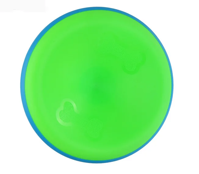 New Dog Training Toy Silicon Flying Disk With Orange Green Blue Pattern