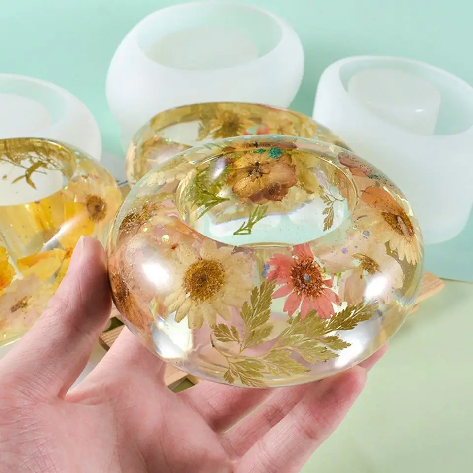 DIY crystal dripping resin mold oval potted Candlestick decoration cement gypsum silica gel mold