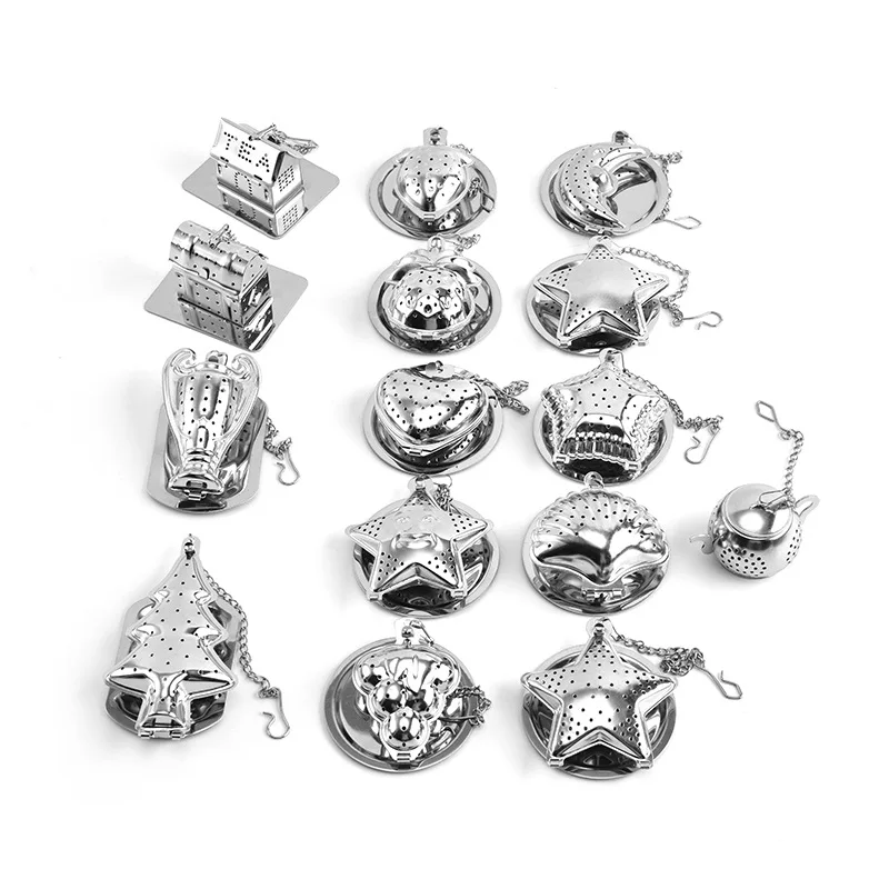 Stainless Steel Reusable Star Tea Infuser Small Size Teapot Pineaaple Strawberry Moon Shape Tea Strainer
