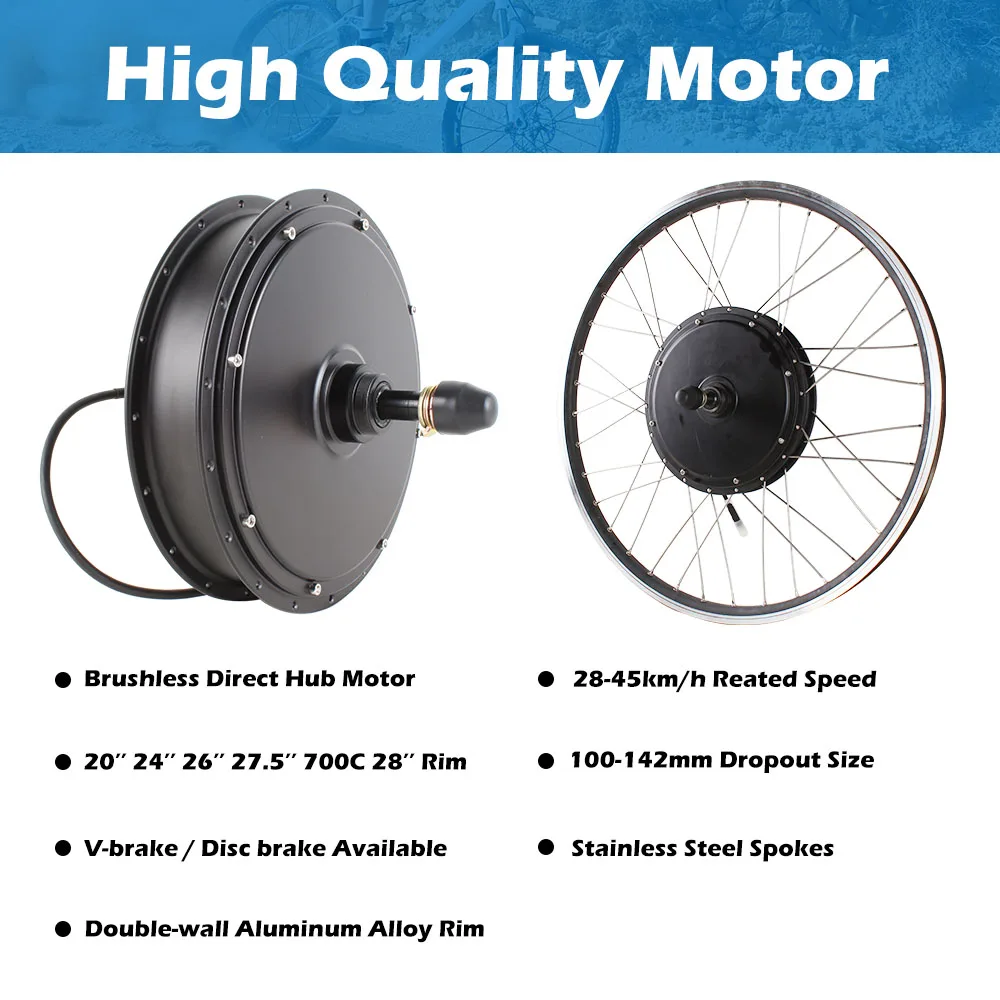 Waterproof Premium Quality 500w 1000w Motor Electric Bicycle Conversion Kit Lithium Battery 1in4 Cable Optional Part