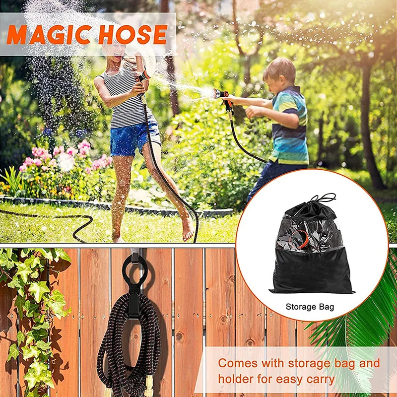 Durable 3 Layers 100FT Flexible Water Pipe Garden Expandable Hose With Brass Fittings