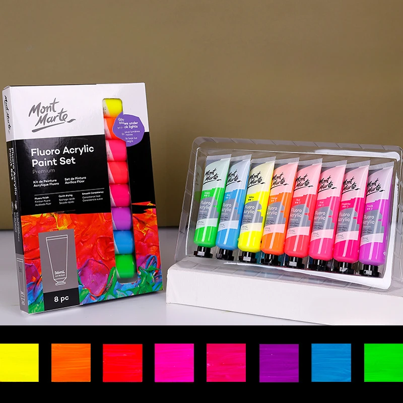 wholesale 8 colors 18ml high shaping Acrylic Paint Set Fluorescent metal acrylic cross-border acrylic paint