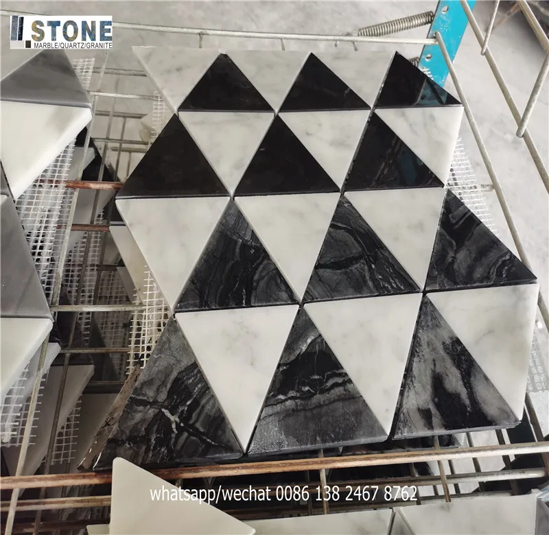 marble mosaic triangle mosaic marble design kitchen wall mosaic
