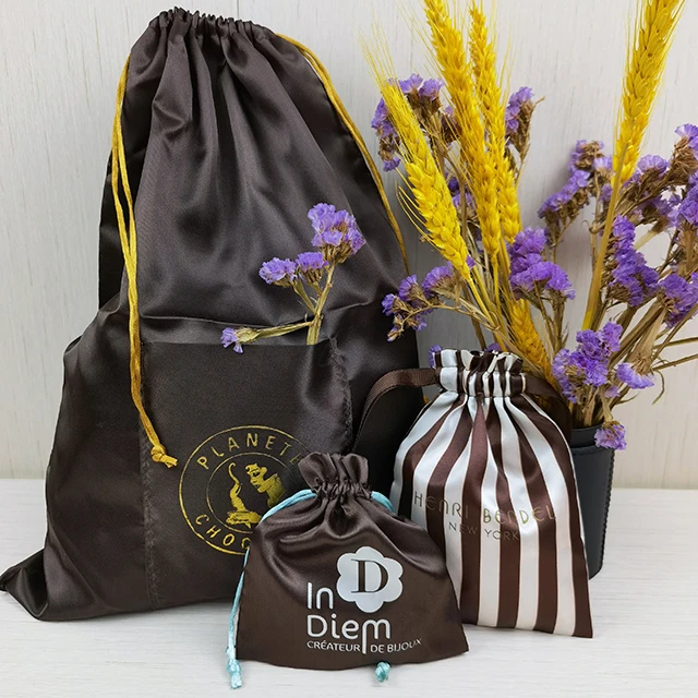 Drawstring Satin Dust Bags for Handbag Luxury Canvas with Women Packaging Reusable Silk Cotton Black Cotton Rope Shoe Dustbag