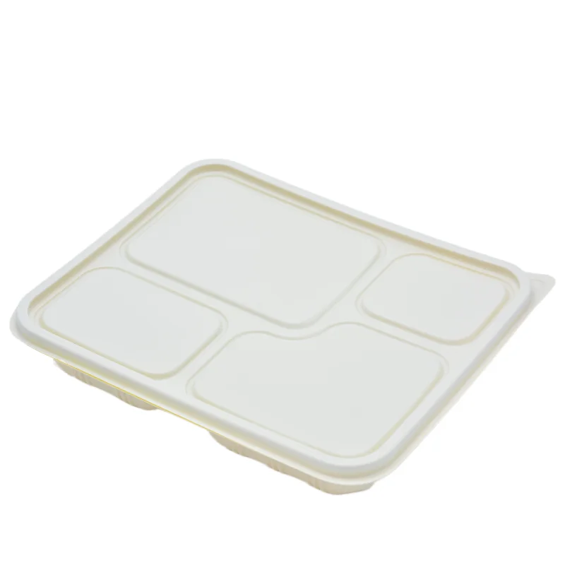 High Quality Wholesale Biodegradable Lunch Box 4 Compartments Take Out Container Food Box Meal Prep Container