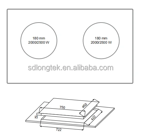 730mm 2 Burner Induction Cooker Electric 4000W Built-in Cooking Stove with Booster Function