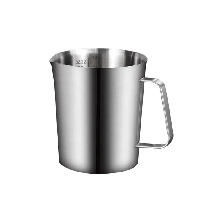 Large Mouth Coffee Tool Stainless Steel Latte Milk Cream Frothing Cup Measuring Milk Jug Coffee Pitcher With Handle