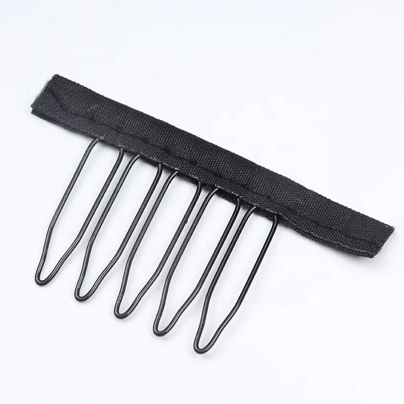 Cheap Steel 5 Teeth Wig Clips Black Stainless Wig Combs For Wig Caps