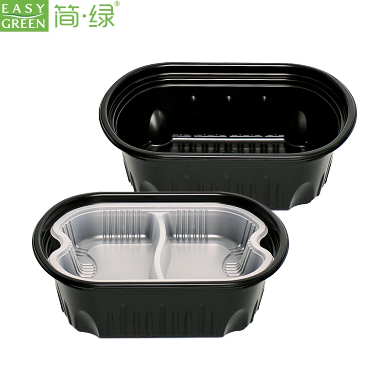 Easy Green 2 Layer Clear Plastic Disposable Bento Lunch Box Meal Prep Takeway Fast Food Box With Insert Tray