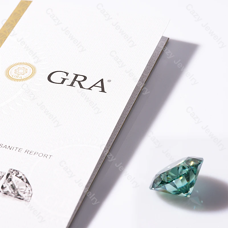 Cazy free lettering VS1 round brilliant cut 6.5mm round cut green moissanite with wholesale price green little moissanite