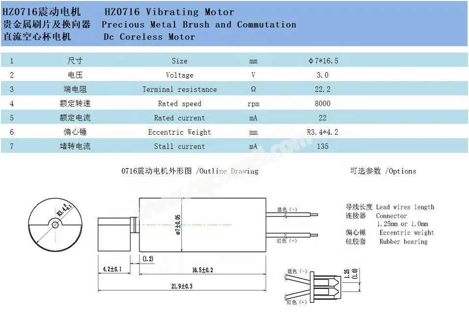 Chongqing 0716 Coreless Brushes 3v Dc Micro Vibration Motor For Door Lock