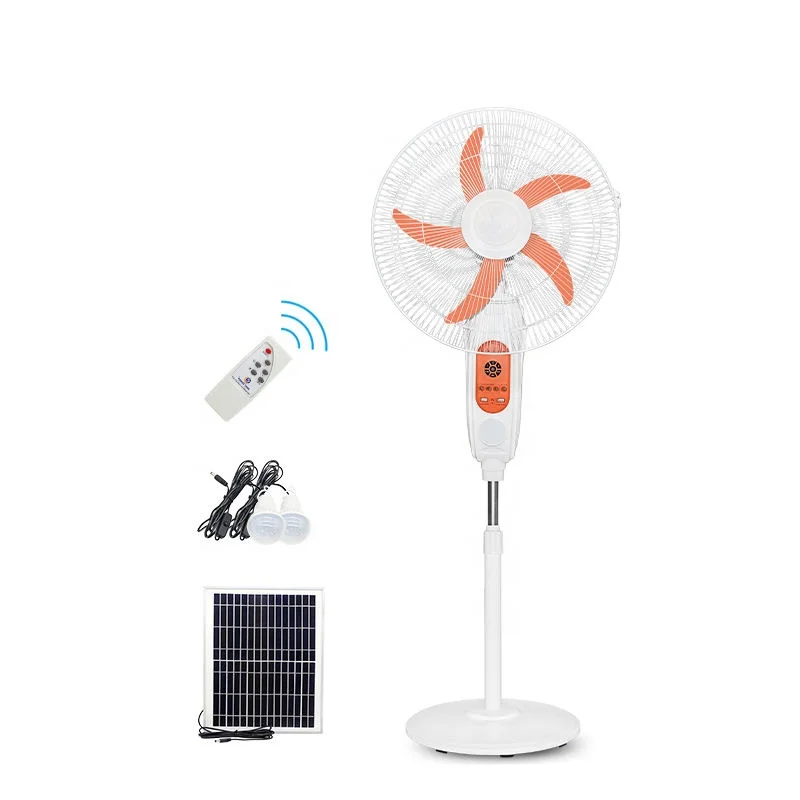 Factory Price Low Noise Standard Rechargeable Adjustable AC/DC Charging with Solar Panel Electric Floor Stand Fan