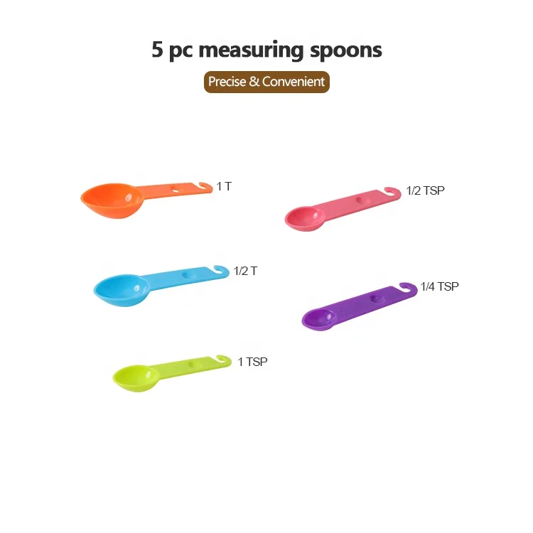 ANJUKE Food Grade Materials Multi Function Plastic Measuring Cups Multi-Color Measuring Spoon Baking Plastic Spoons Set
