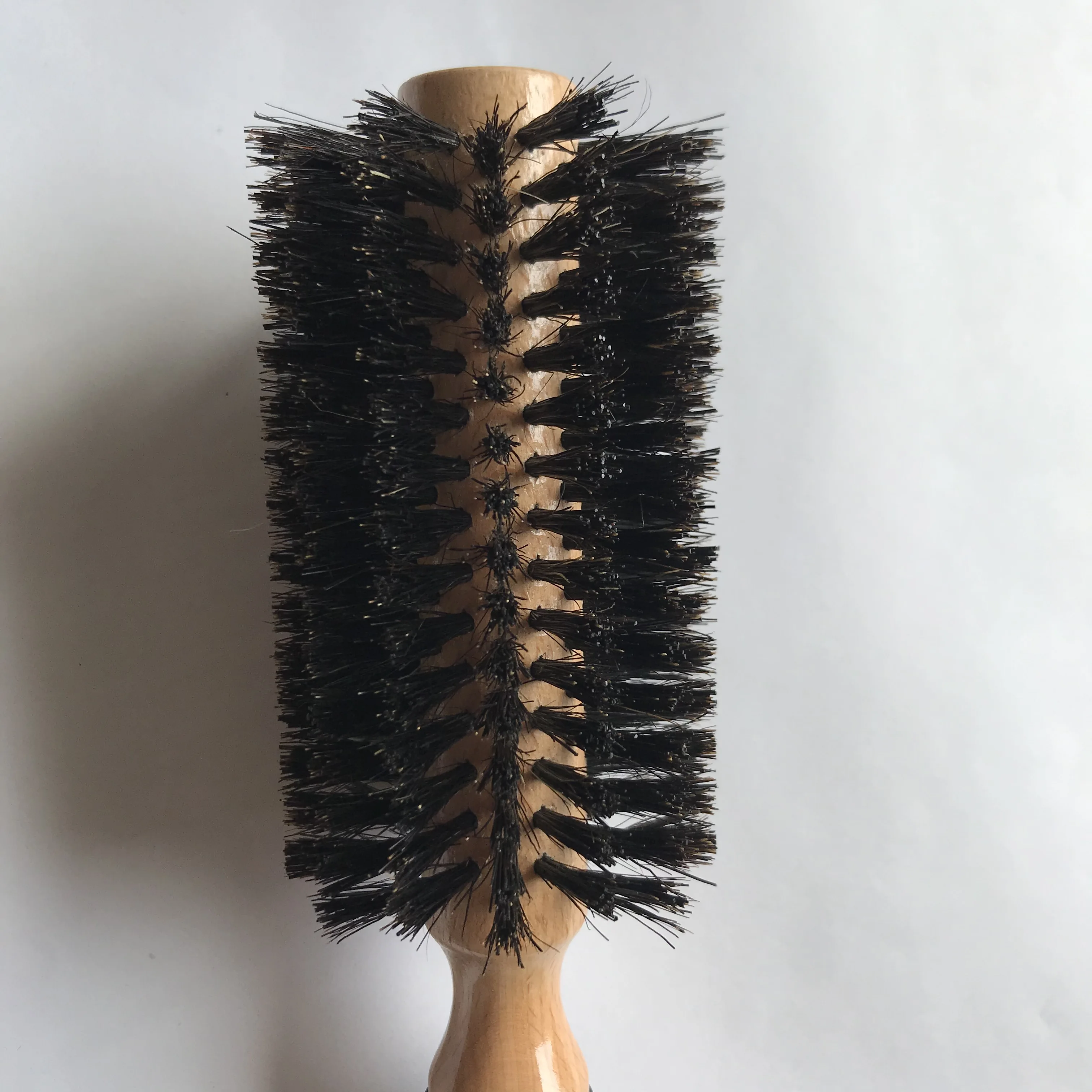 Professional Black Hog Mane Boar Bristle Round Wooden Barrel Rolling Style Hair Brush Factory