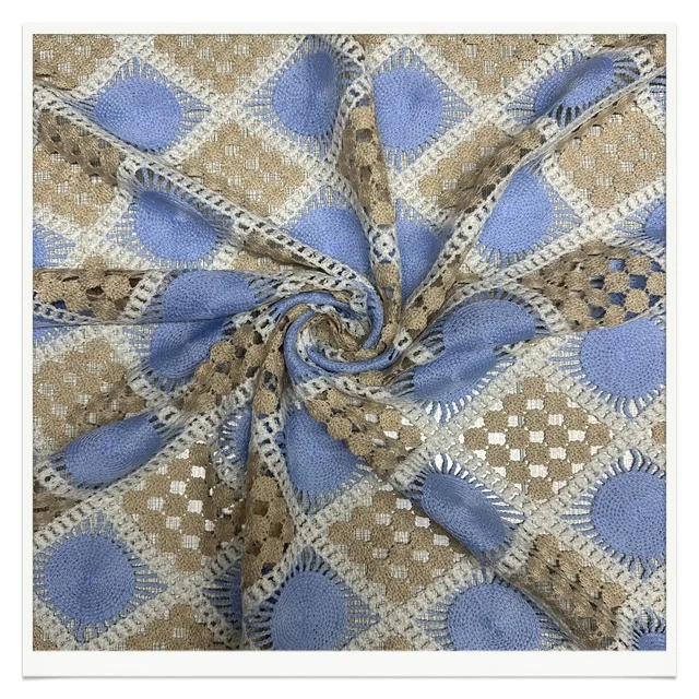 SW-1276 exquisite 100%polyester and Prism pattern guipure hollow out embroidery fabrics for clothing