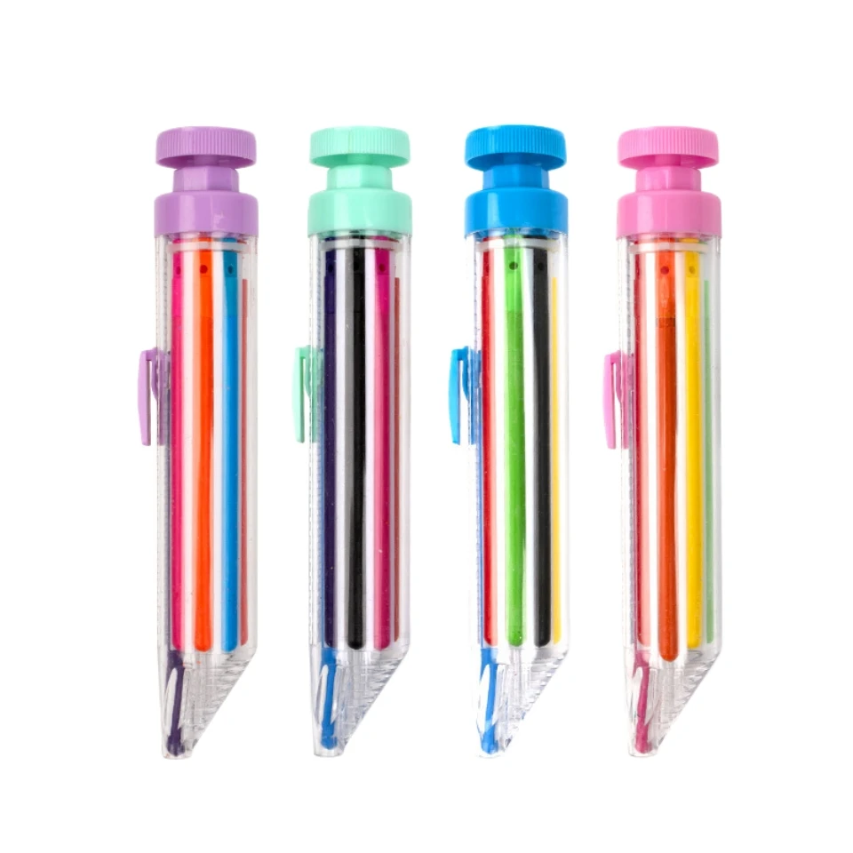 8 Colors rotate 8 in 1 color crayon Multi-color Retractable press pen Push Type crayon Creative For Kids Graffiti Painting