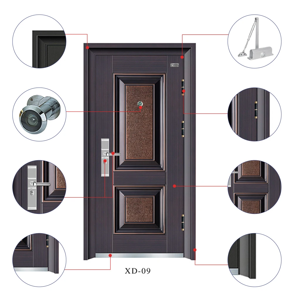 Luxury Exterior Front Steel Modern Iron Metal Entry Door Residential For Houses