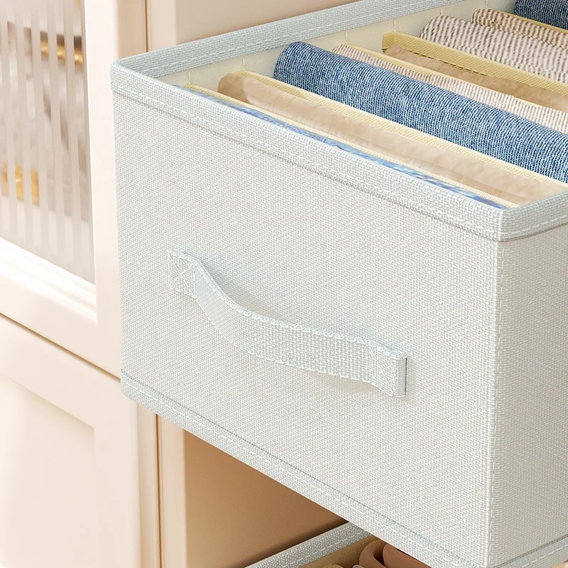 Foldable Wardrobe Clothes Organizer Fabric 5 Grid Divider Washable Drawer Organization for Clothing Jeans Underwear Pants 2 Pack