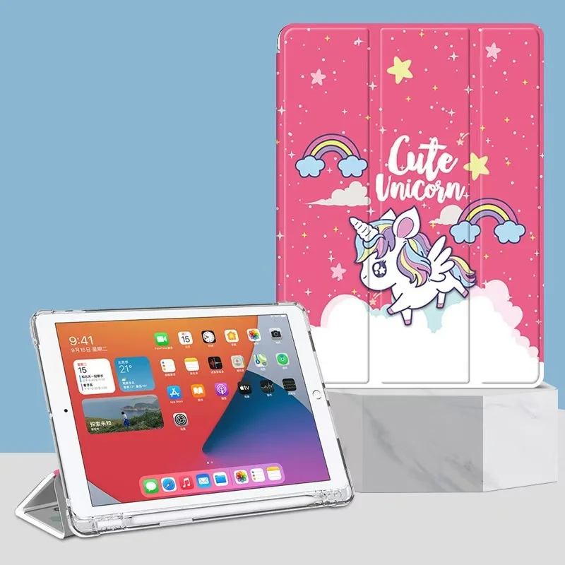 Чехол для iPad Air 6-го поколения 11 дюймов 2024-Тройная подставка из искусственной кожи с защитным держателем карандашей