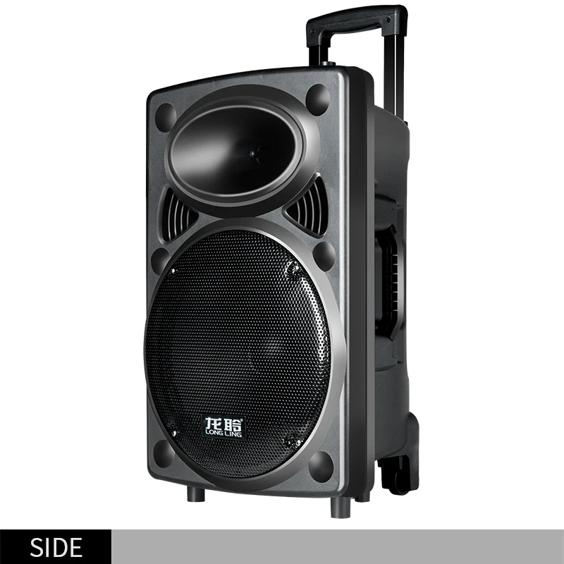 K2 12-Inch Portable Plastic Trolley USB Charged Active Subwoofer with Microphone for Karaoke Party for Home Use